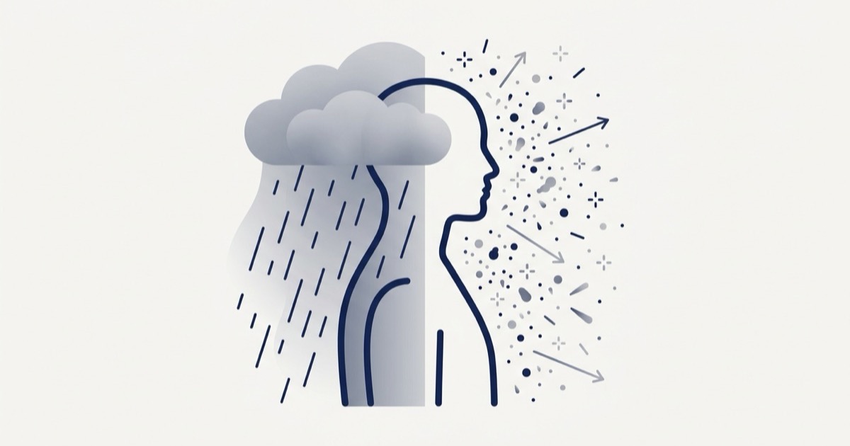 Illustrazione concettuale di ADHD e depressione che si sovrappongono