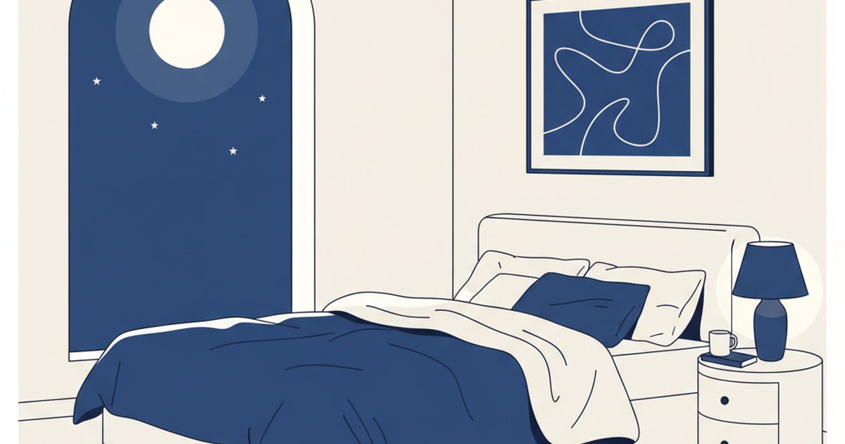 Camera da letto notturna con luna che simboleggia disturbi del sonno ADHD