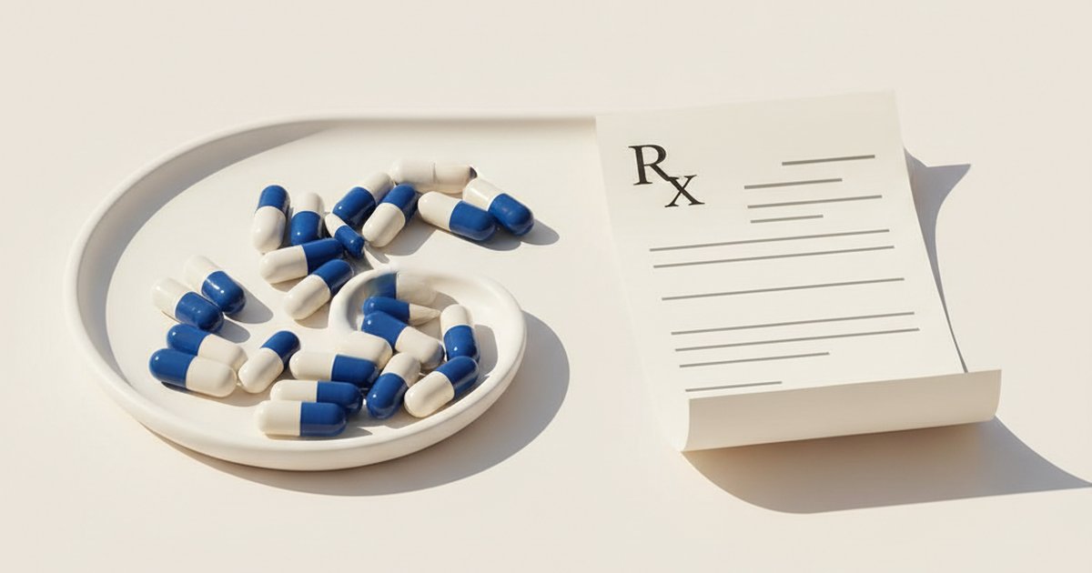 Capsule di farmaci e prescrizione medica per il trattamento ADHD