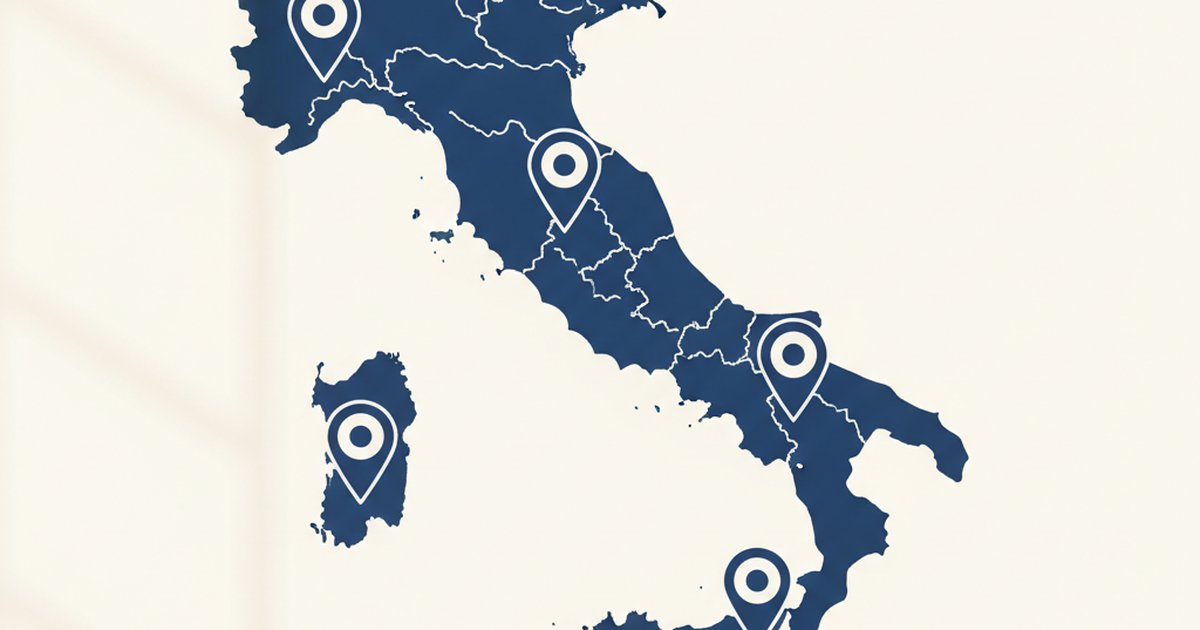 Mappa stilizzata d'Italia con segnaposti dei centri ADHD per regione
